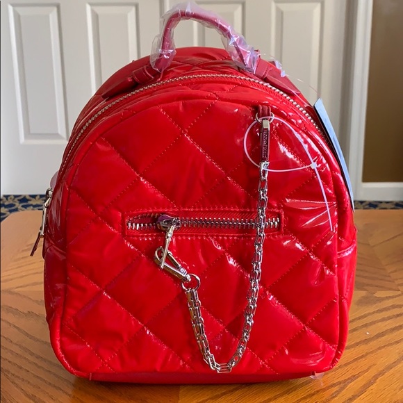 red leather mini backpack